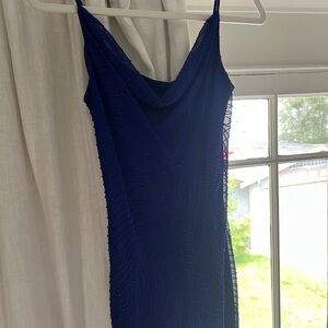 Rat and boa sequenced blue short dress